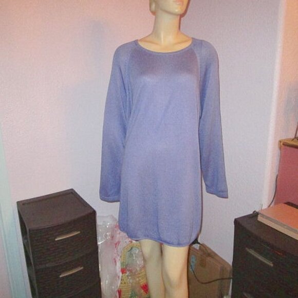Women's Sweater Size 2X Cashmere Blend Tunic Button Back Purple Artsy Lagenlook - Picture 1 of 8